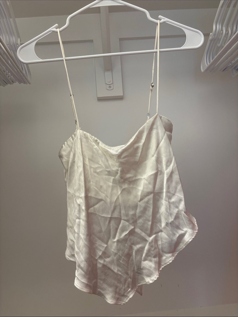 Zara Cream Satin Spaghetti-Strap Cami